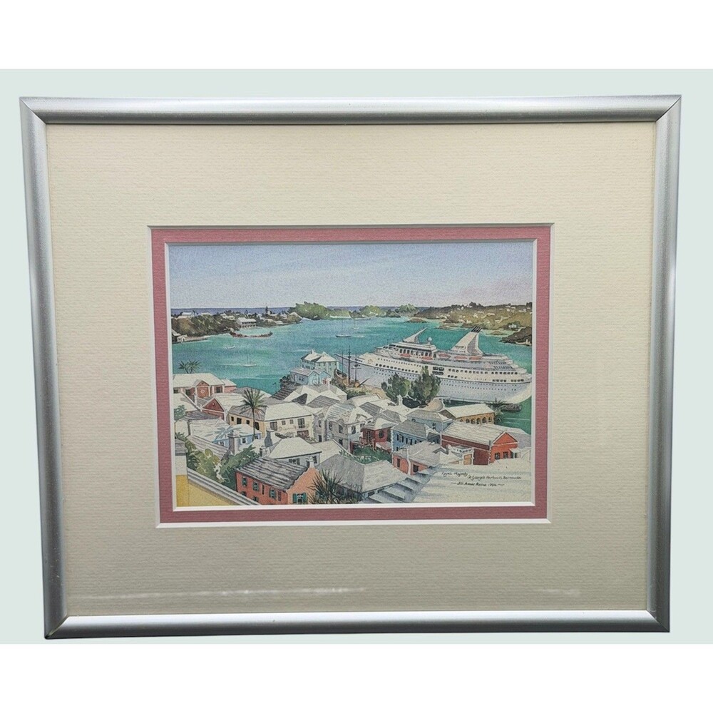 94 VGT Jill Amos Raine St. Georges Harbour, Bermuda Signed Lithograph Art